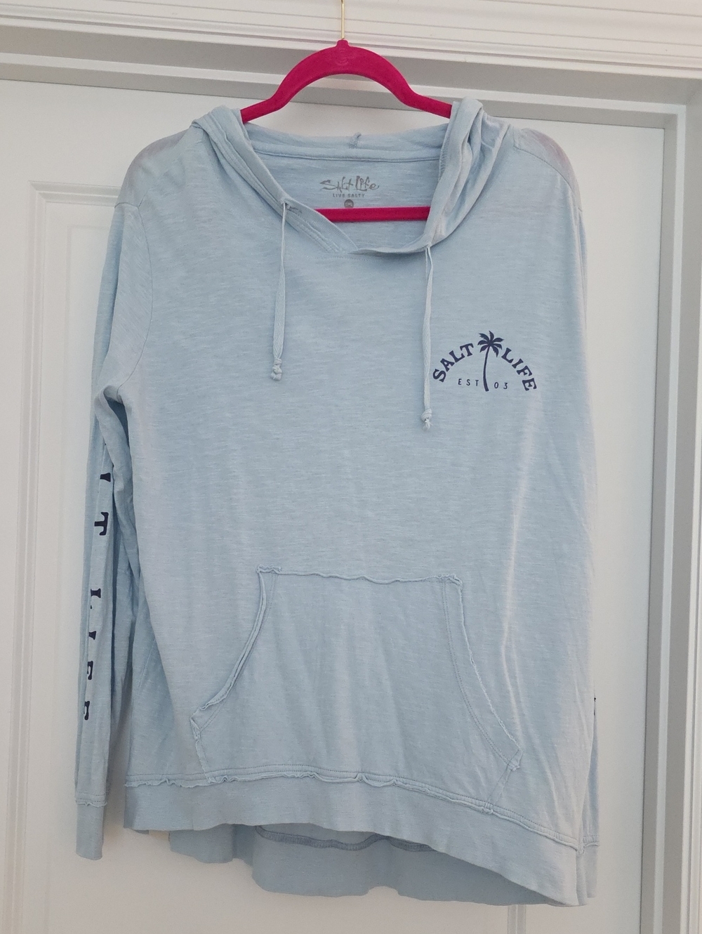 Salt Life Women's Pale Blue Hooded Pullover Long Sleeve Shirt